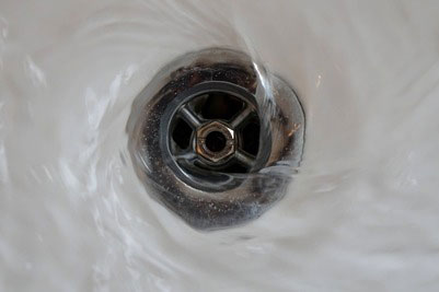 water draining from sink